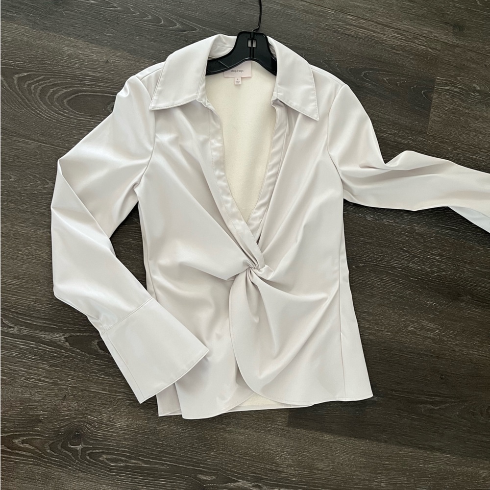 Pleather creme colored top